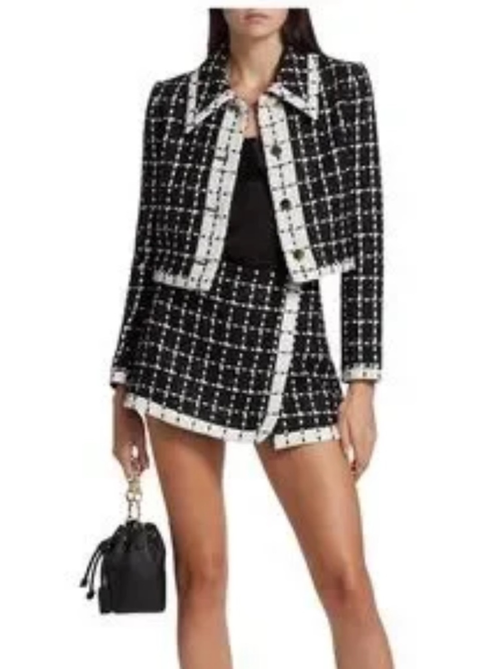 Alice + Olivia Renae Black and White Tweed Skort